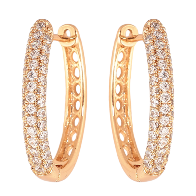 Серьги Xuping цвет Позолота 18К английский замок "Инкрустация кристаллами" фото №3