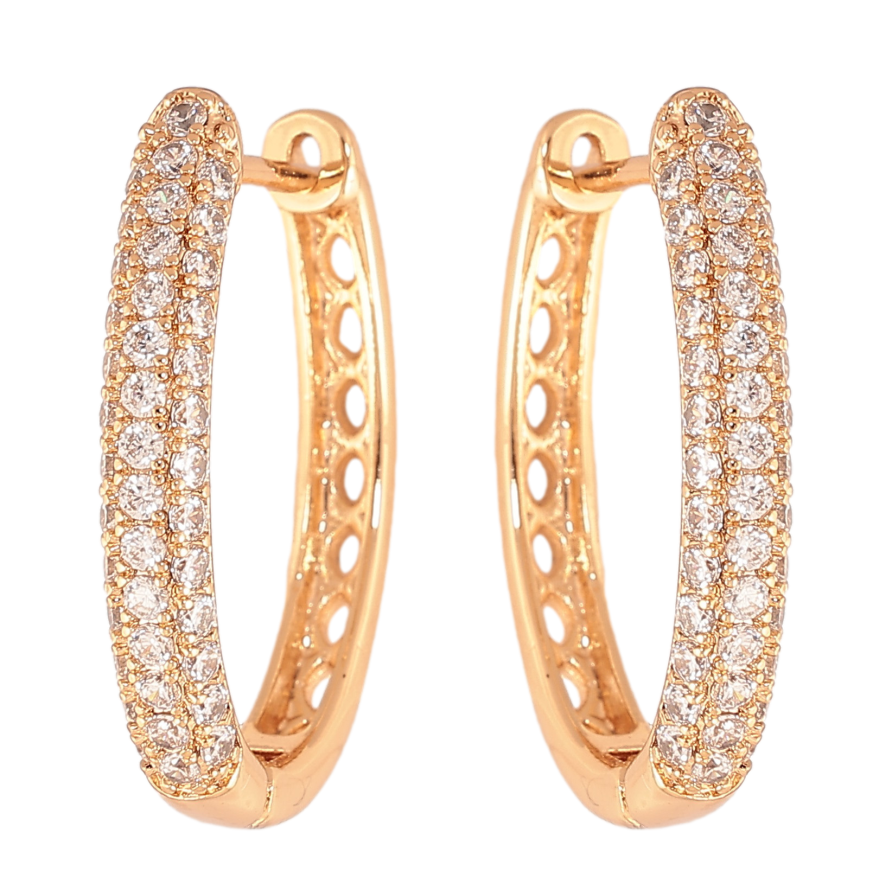 Серьги Xuping цвет Позолота 18К английский замок "Инкрустация кристаллами" фото №1