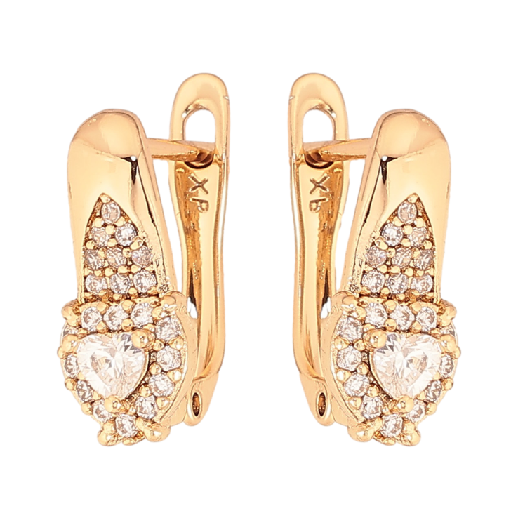 Серьги Xuping цвет Позолота 18К английский замок "Узор с кристаллами" фото №7