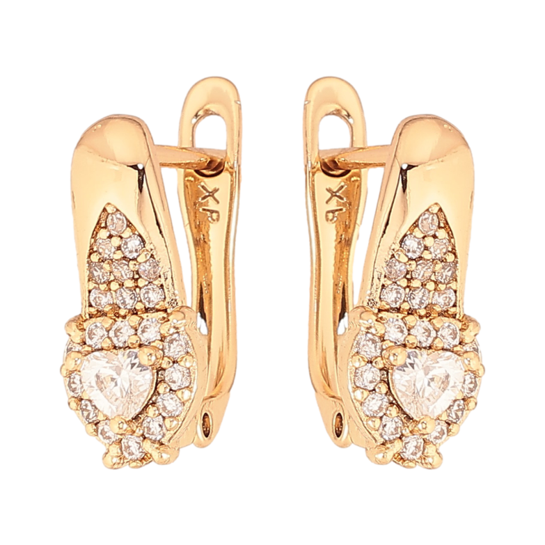 Сережки Xuping колір Позолота 18К англійський замок "Візерунок з кристалами" фото №2