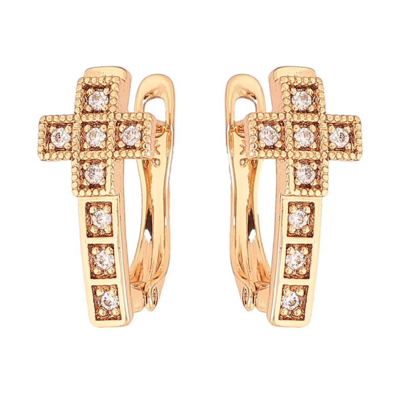 Серьги Xuping цвет Позолота 18К английский замок "Крестики" фото №5 Серьги Xuping цвет Позолота 18К английский замок "Крестики" фото №5