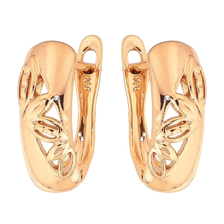 Серьги Xuping цвет Позолота 18К английский замок "Резной узор" фото №9