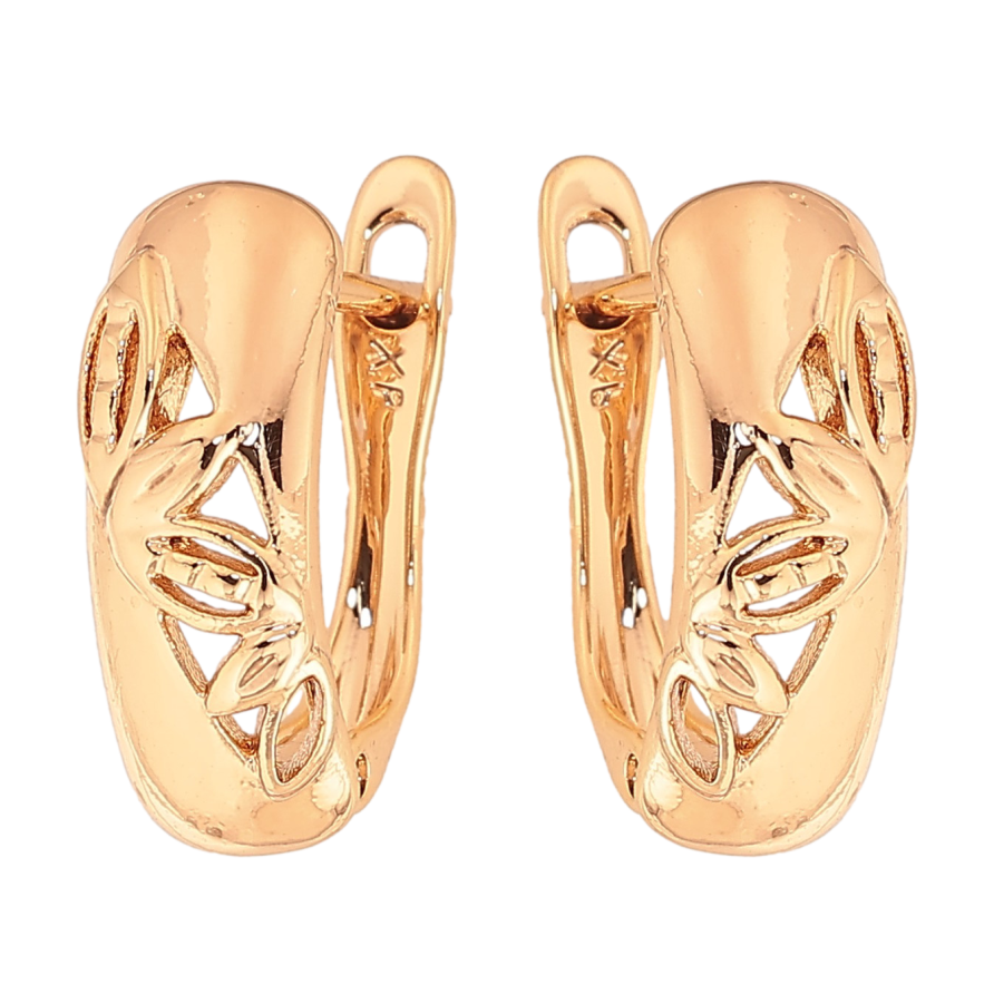 Серьги Xuping цвет Позолота 18К английский замок "Резной узор" фото №1