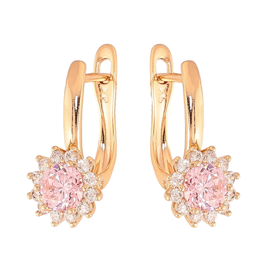 Серьги Xuping цвет Позолота 18К английский замок "Узор с розовыми кристаллами" фото №1 Серьги Xuping цвет Позолота 18К английский замок "Узор с розовыми кристаллами" фото №1