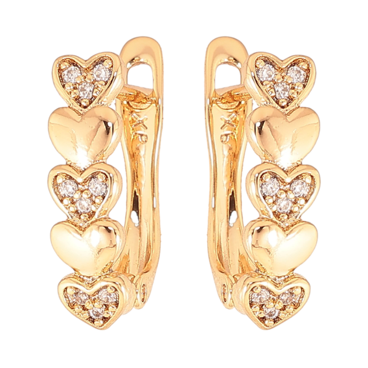 Сережки Xuping колір Позолота 18К англійський замок "Сердечка" фото №19