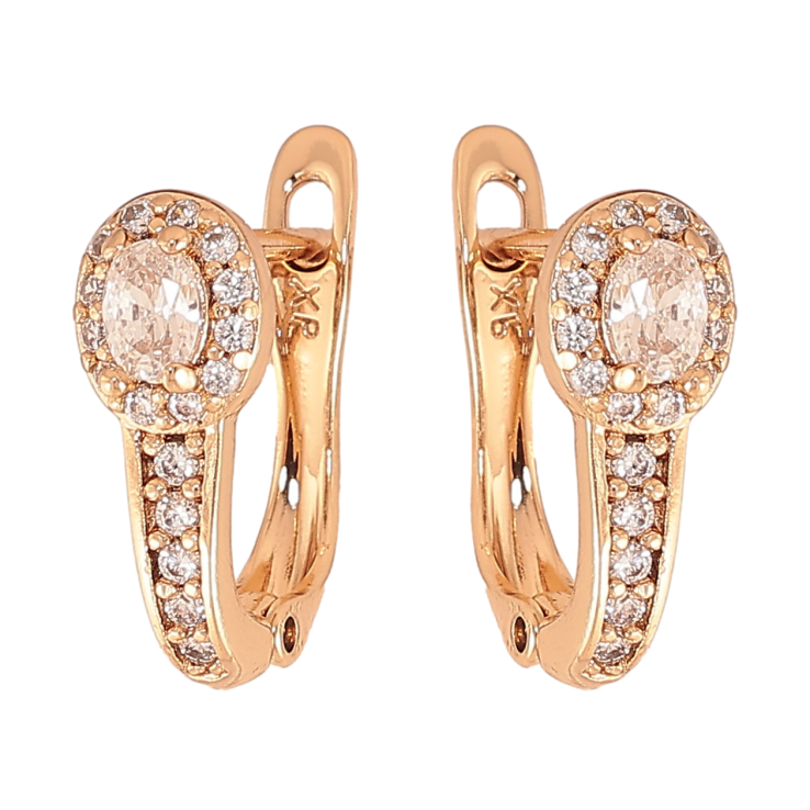 Сережки Xuping колір Позолота 18К англійський замок "Візерунок з кристалами" фото №15