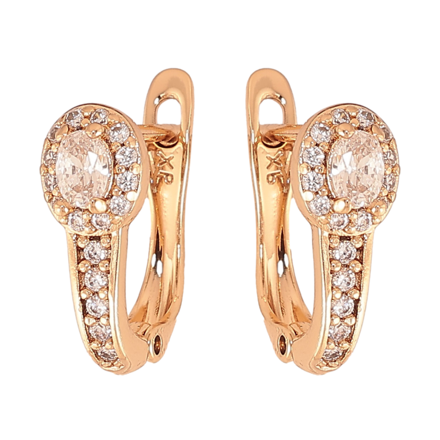 Сережки Xuping колір Позолота 18К англійський замок "Візерунок з кристалами" фото №1