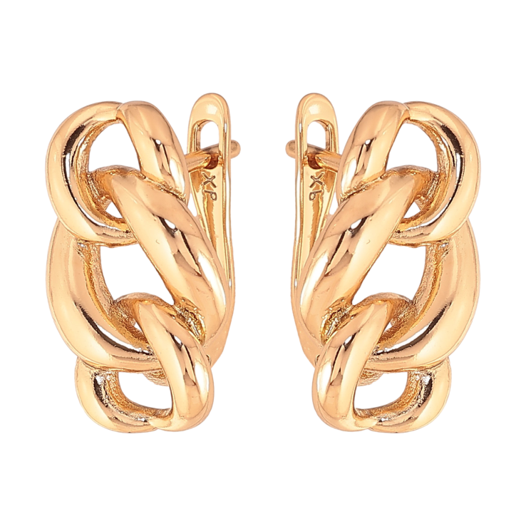 Сережки Xuping колір Позолота 18К англійський замок "Візерунок ланцюжок" фото №7