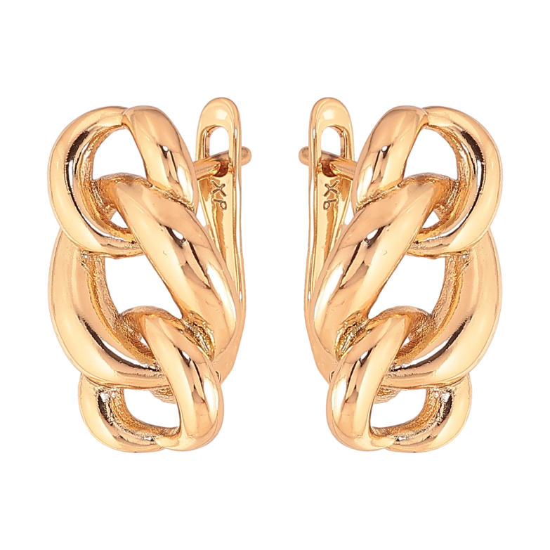 Серьги Xuping цвет Позолота 18К английский замок "Узор цепочка" фото №2