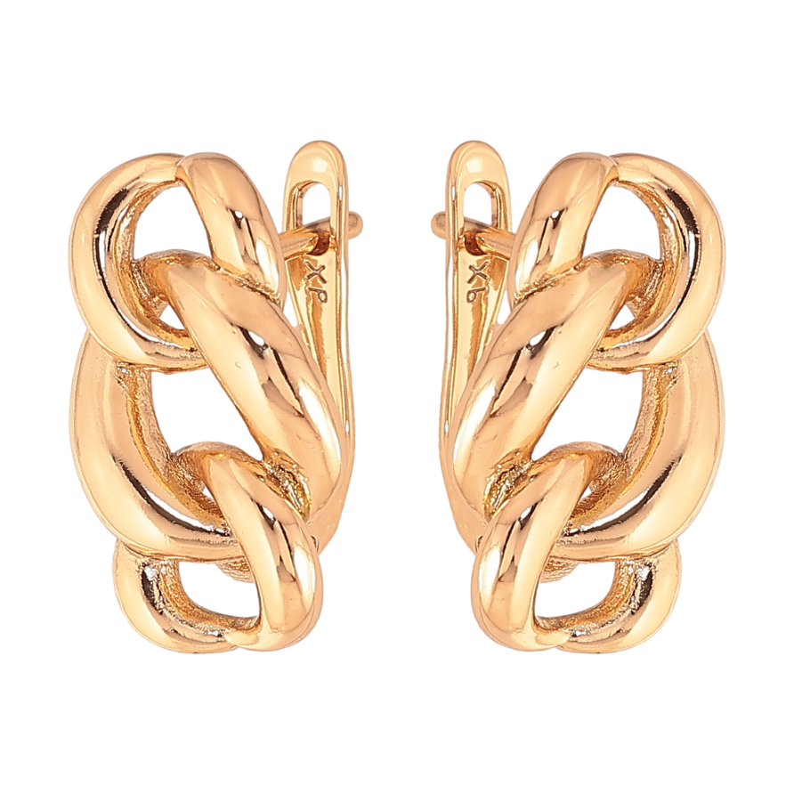 Сережки Xuping колір Позолота 18К англійський замок "Візерунок ланцюжок" фото №1