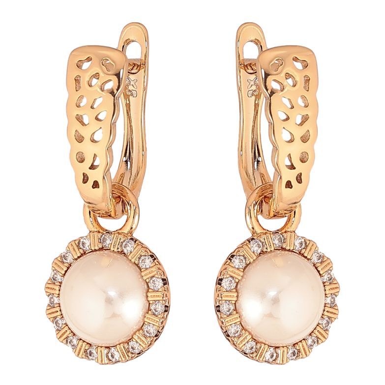 Серьги Xuping цвет Позолота 18К английский замок "Жемчужные подвески" 2 в 1 фото №1 Серьги Xuping цвет Позолота 18К английский замок "Жемчужные подвески" 2 в 1 фото №1