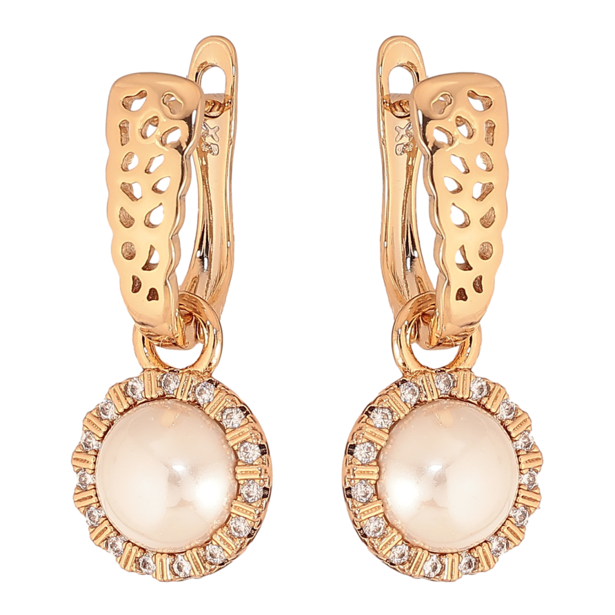 Серьги Xuping цвет Позолота 18К английский замок "Жемчужные подвески" 2 в 1 фото №1 Серьги Xuping цвет Позолота 18К английский замок "Жемчужные подвески" 2 в 1 фото №1