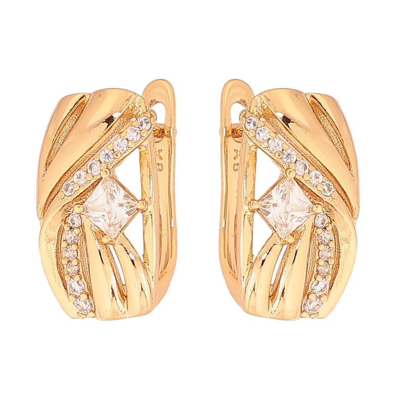 Серьги Xuping цвет Позолота 18К английский замок "Узор с кристаллами" фото №1 Серьги Xuping цвет Позолота 18К английский замок "Узор с кристаллами" фото №1