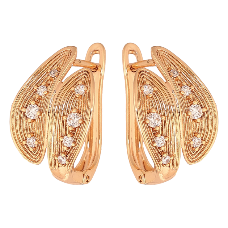 Сережки Xuping колір Позолота 18К англійський замок "Візерунок з кристалами" фото №21 Сережки Xuping колір Позолота 18К англійський замок "Візерунок з кристалами" фото №21