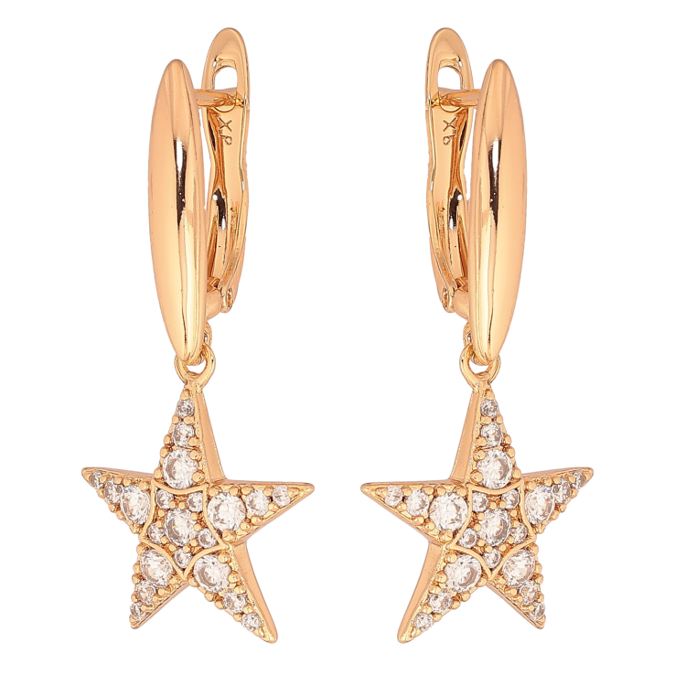 Серьги Xuping цвет Позолота 18К английский замок "Звезды с кристаллами" фото №25