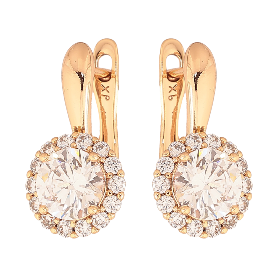 Серьги Xuping цвет Позолота 18К английский замок "Кристальный блеск" фото №1 Серьги Xuping цвет Позолота 18К английский замок "Кристальный блеск" фото №1