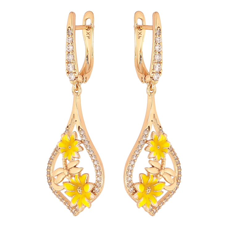 Сережки Xuping колір Позолота 18К англійський замок "Підвіски з квітковим візерунком" фото №24 Сережки Xuping колір Позолота 18К англійський замок "Підвіски з квітковим візерунком" фото №24