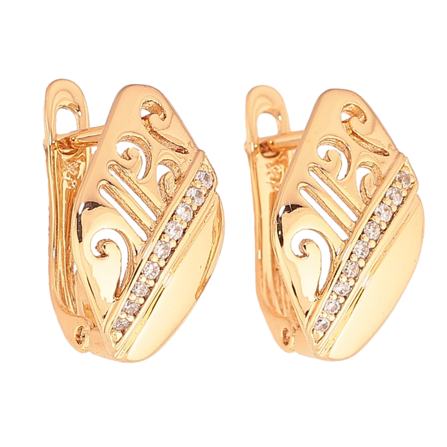 Сережки Xuping колір Позолота 18К англійський замок "Візерунок з кристалами" на один бік фото №1 Сережки Xuping колір Позолота 18К англійський замок "Візерунок з кристалами" на один бік фото №1