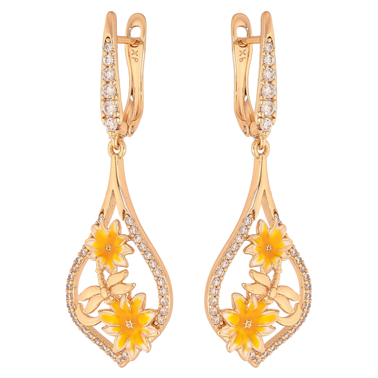 Сережки Xuping колір Позолота 18К англійський замок "Підвіски з квітковим візерунком" фото №24