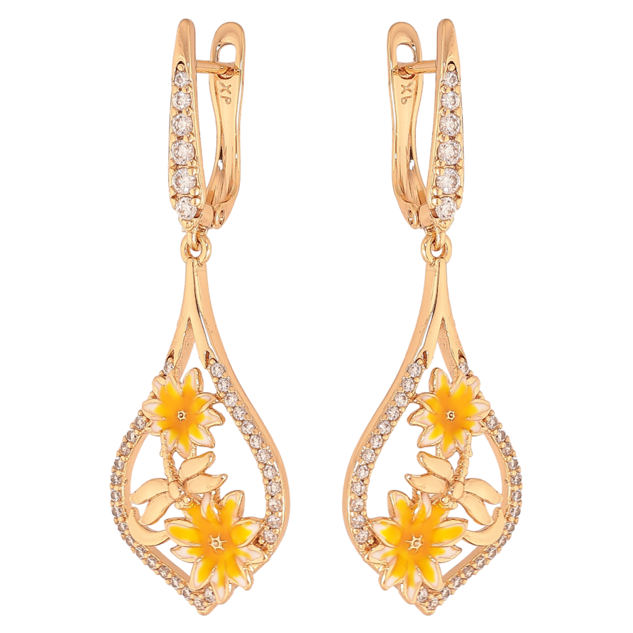 Сережки Xuping колір Позолота 18К англійський замок "Підвіски з квітковим візерунком" фото №1