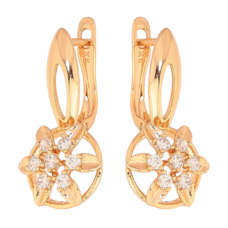 Сережки Xuping колір Позолота 18К англійський замок "Візерунок з кристалами" фото №20 Сережки Xuping колір Позолота 18К англійський замок "Візерунок з кристалами" фото №20