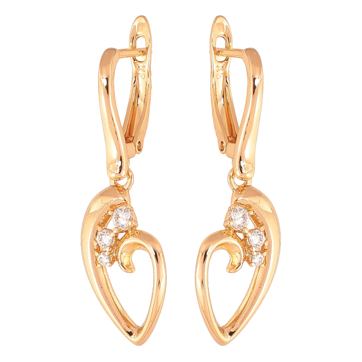 Серьги Xuping цвет Позолота 18К английский замок "Подвески с кристаллами"  фото №7