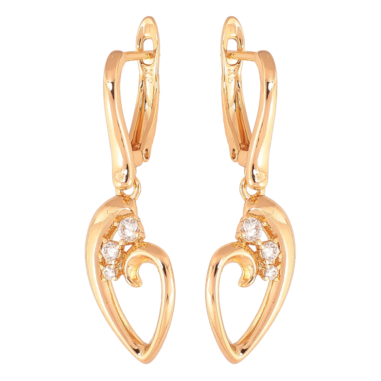 Серьги Xuping цвет Позолота 18К английский замок "Подвески с кристаллами"  фото №1