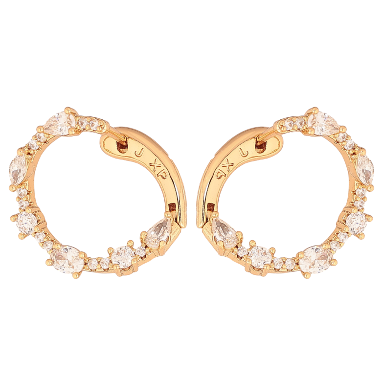 Серьги Xuping цвет Позолота 18К английский замок "Декоративные кольца с кристаллами" фото №1