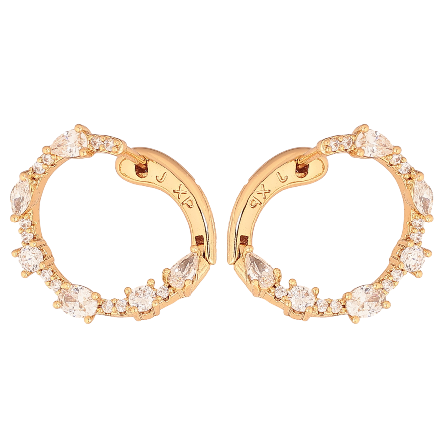 Сережки Xuping колір Позолота 18К англійський замок "Декоративні кільця з кристалами" фото №1 Сережки Xuping колір Позолота 18К англійський замок "Декоративні кільця з кристалами" фото №1