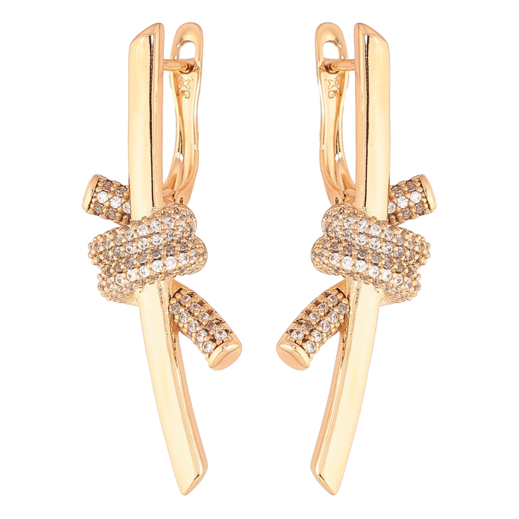 Сережки Xuping колір Позолота 18K англійський замок "Візерунок з інкрустацією кристалами" фото №14