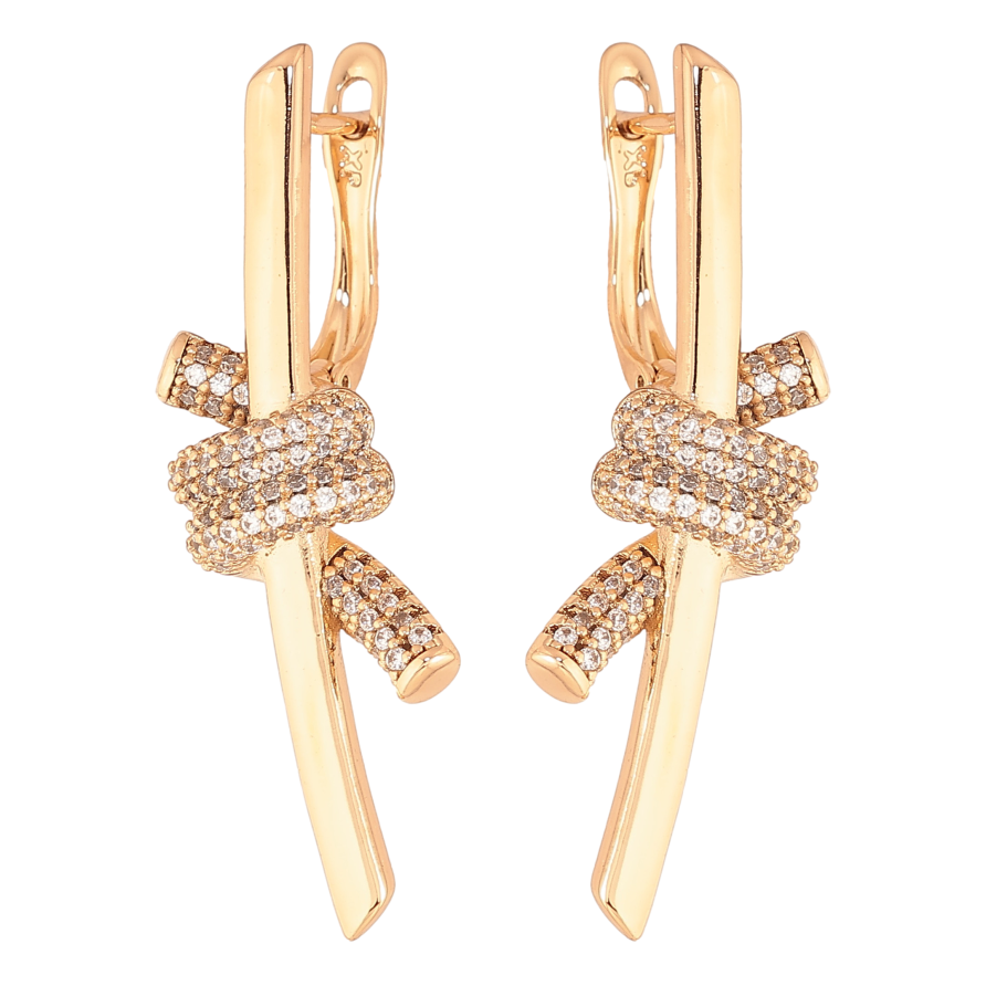 Сережки Xuping колір Позолота 18K англійський замок "Візерунок з інкрустацією кристалами" фото №1 Сережки Xuping колір Позолота 18K англійський замок "Візерунок з інкрустацією кристалами" фото №1