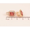 Серьги Xuping цвет Позолота 18K английский замок "Красный кристалл в обрамлении" фото №2