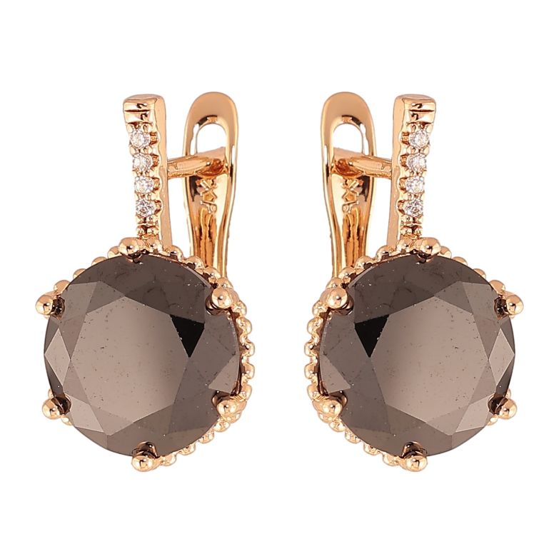 Серьги Xuping цвет Позолота 18K английский замок "Черные кристаллы" фото №3 Серьги Xuping цвет Позолота 18K английский замок "Черные кристаллы" фото №3