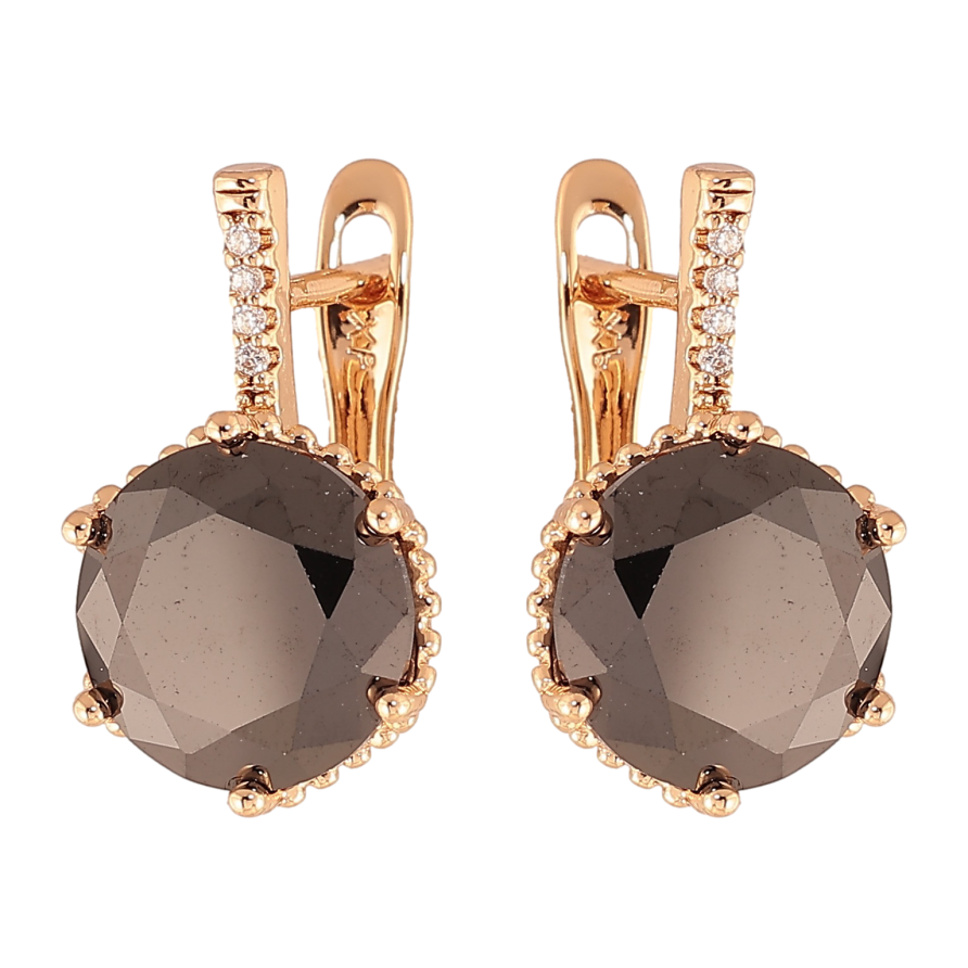 Серьги Xuping цвет Позолота 18K английский замок "Черные кристаллы" фото №1 Серьги Xuping цвет Позолота 18K английский замок "Черные кристаллы" фото №1