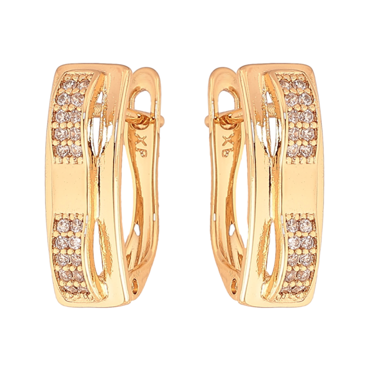 Серьги Xuping цвет Позолота 18K английский замок "Узор с кристаллами" фото №5