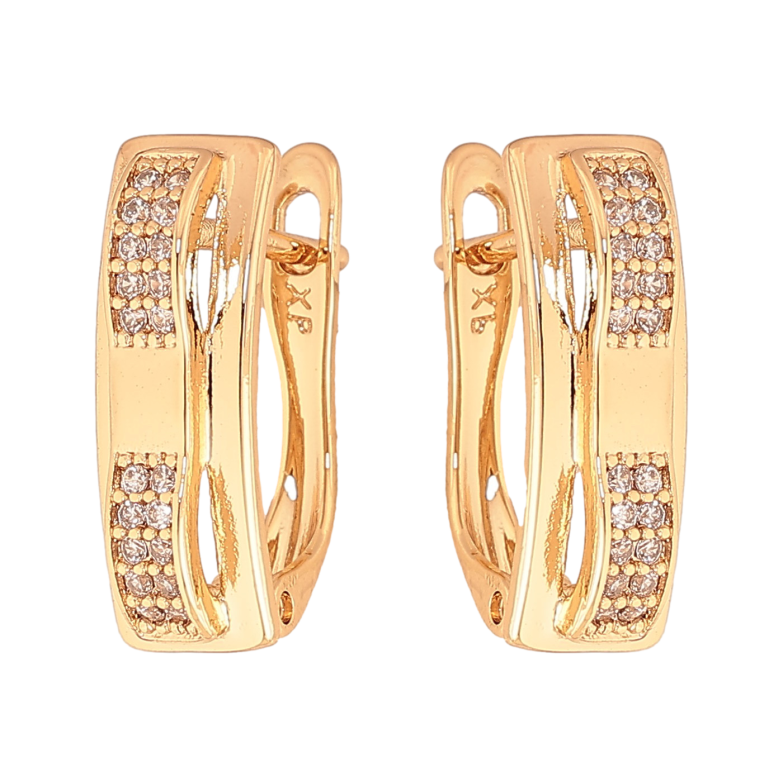 Серьги Xuping цвет Позолота 18K английский замок "Узор с кристаллами" фото №1