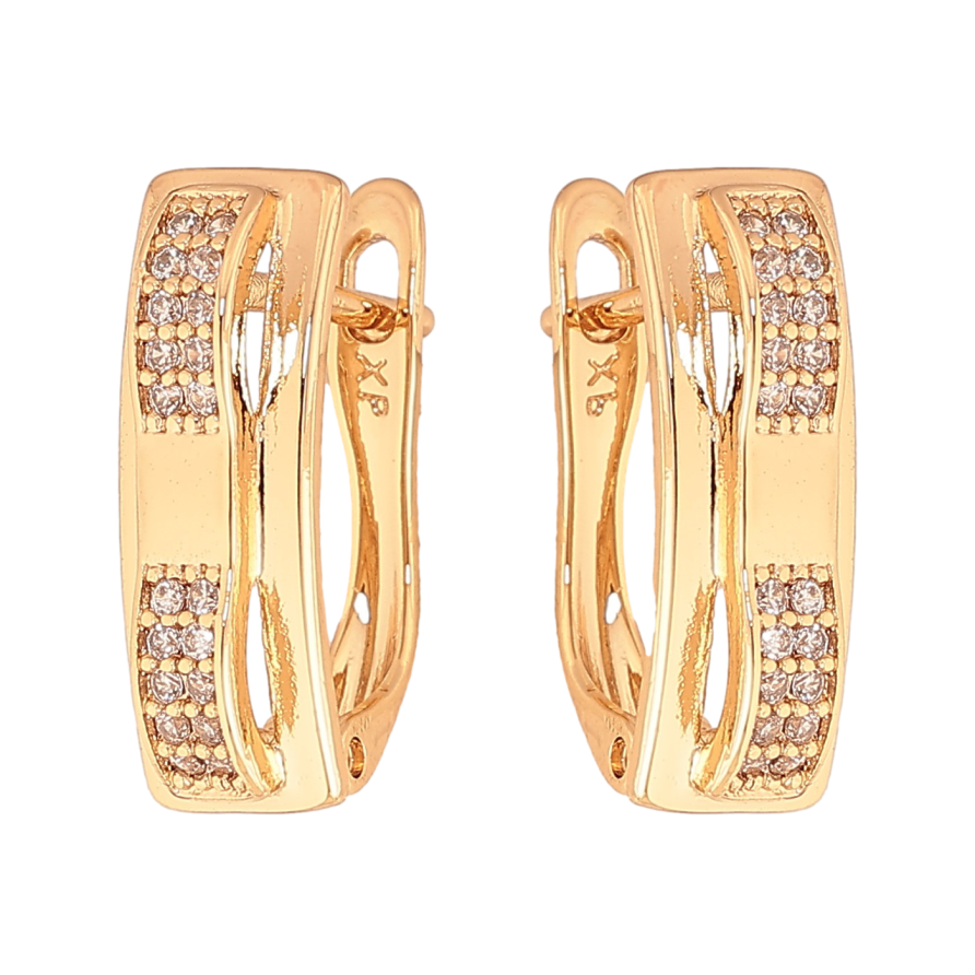 Сережки Xuping колір Позолота 18K англійський замок "Візерунок з кристалами" фото №1