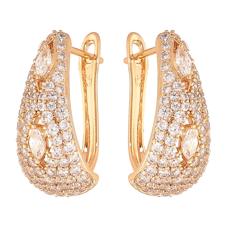 Сережки Xuping колір Позолота 18К англійський замок "Інкрустація кристалами" фото №3