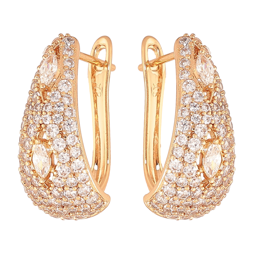 Сережки Xuping колір Позолота 18К англійський замок "Інкрустація кристалами" фото №1