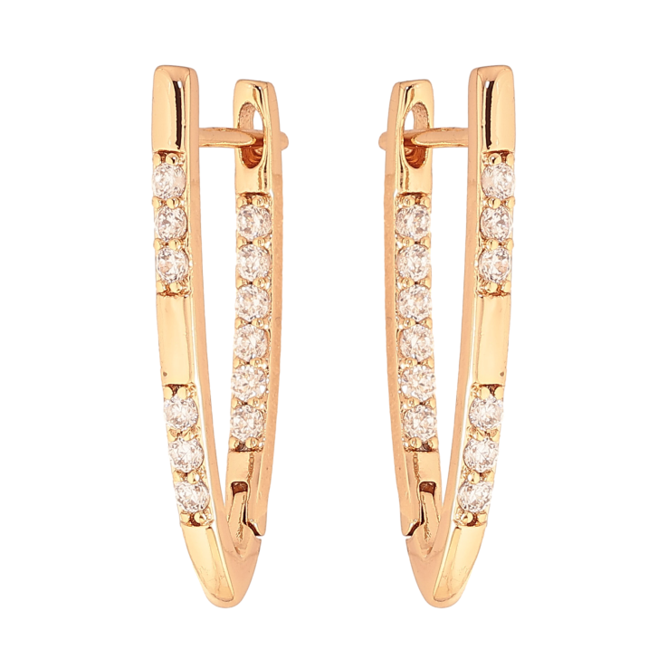 Серьги Xuping цвет Позолота 18K английский замок "Скобы с кристаллами" фото №3