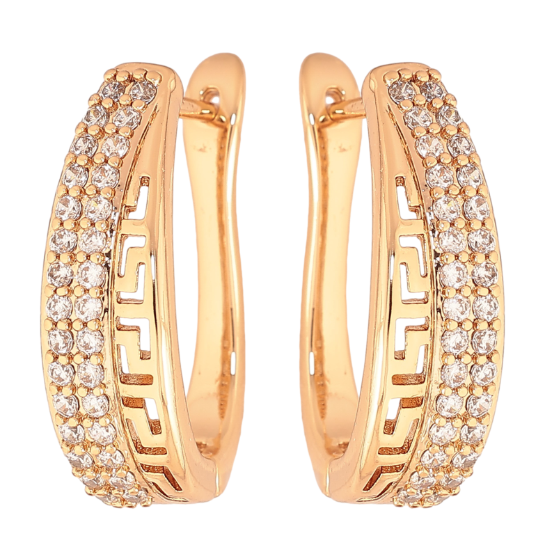 Серьги Xuping цвет Позолота 18К английский замок "Узор с инкрустацией кристаллами" фото №1