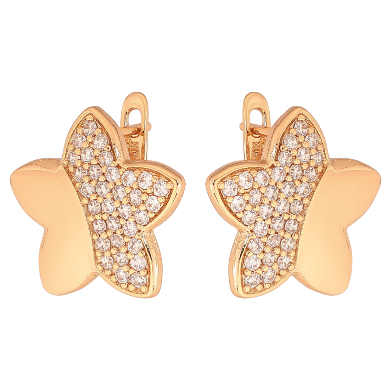 Серьги Xuping цвет Позолота 18К английский замок "Цветочки с кристаллами" фото №1 Серьги Xuping цвет Позолота 18К английский замок "Цветочки с кристаллами" фото №1