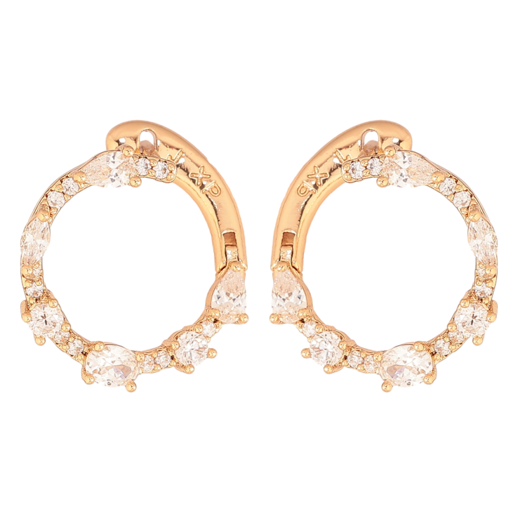 Сережки Xuping колір Позолота 18К англійський замок "Декоративні круги із кристалами" фото №6