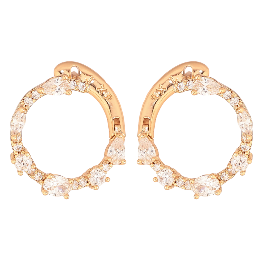 Сережки Xuping колір Позолота 18К англійський замок "Декоративні круги із кристалами" фото №1