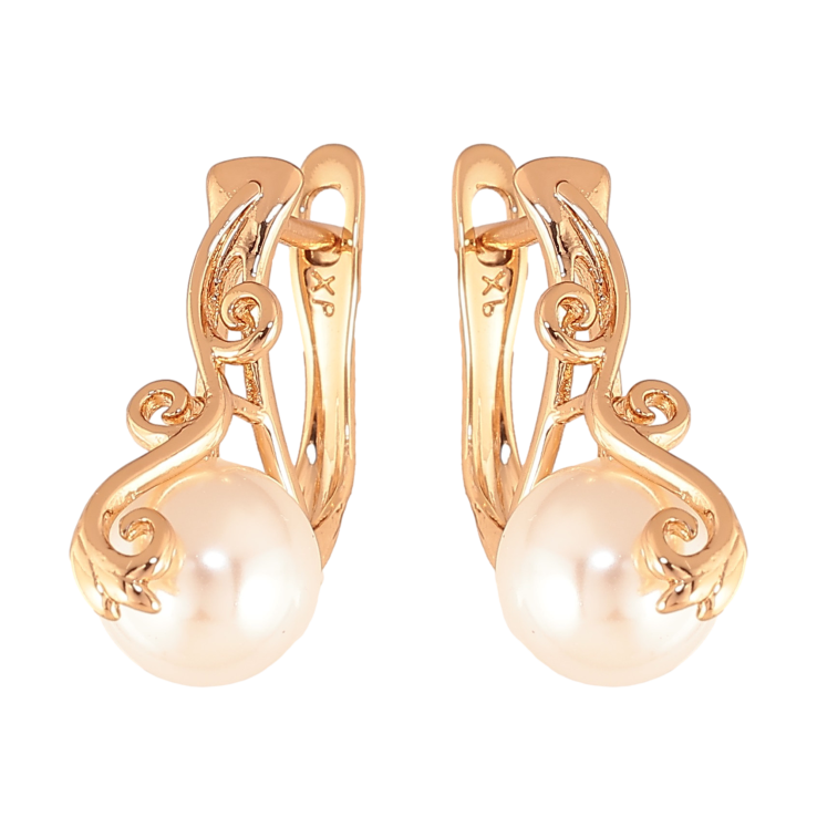 Сережки Xuping колір Позолота 18K англійський замок "Вензельний візерунок з перлинами" ø 8мм фото №16 Сережки Xuping колір Позолота 18K англійський замок "Вензельний візерунок з перлинами" ø 8мм фото №16