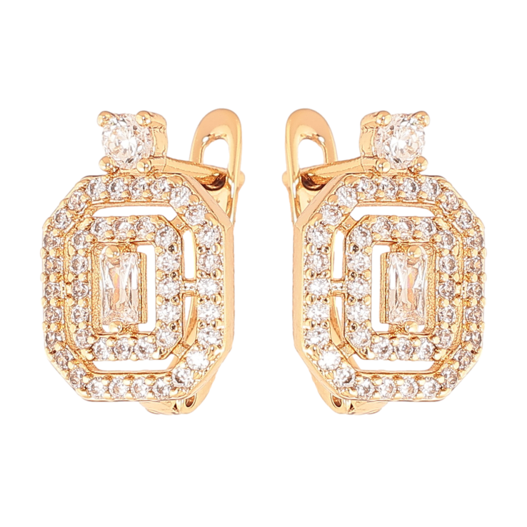 Сережки Xuping колір Позолота 18K англійський замок "Інкрустація кристалами" фото №18