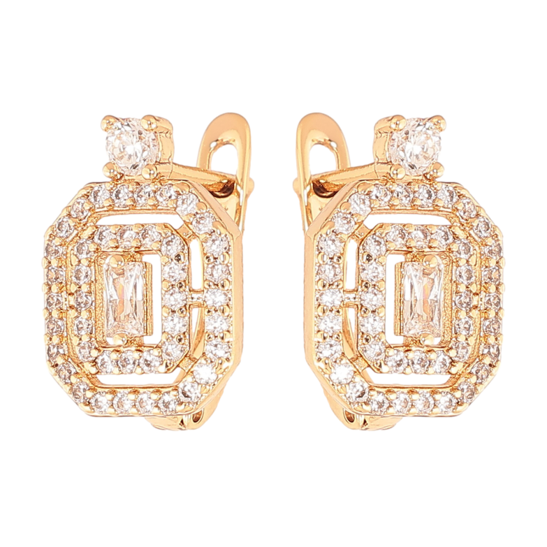 Сережки Xuping колір Позолота 18K англійський замок "Інкрустація кристалами" фото №1 Сережки Xuping колір Позолота 18K англійський замок "Інкрустація кристалами" фото №1