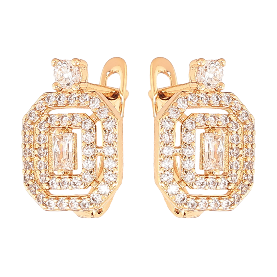 Сережки Xuping колір Позолота 18K англійський замок "Інкрустація кристалами" фото №1 Сережки Xuping колір Позолота 18K англійський замок "Інкрустація кристалами" фото №1