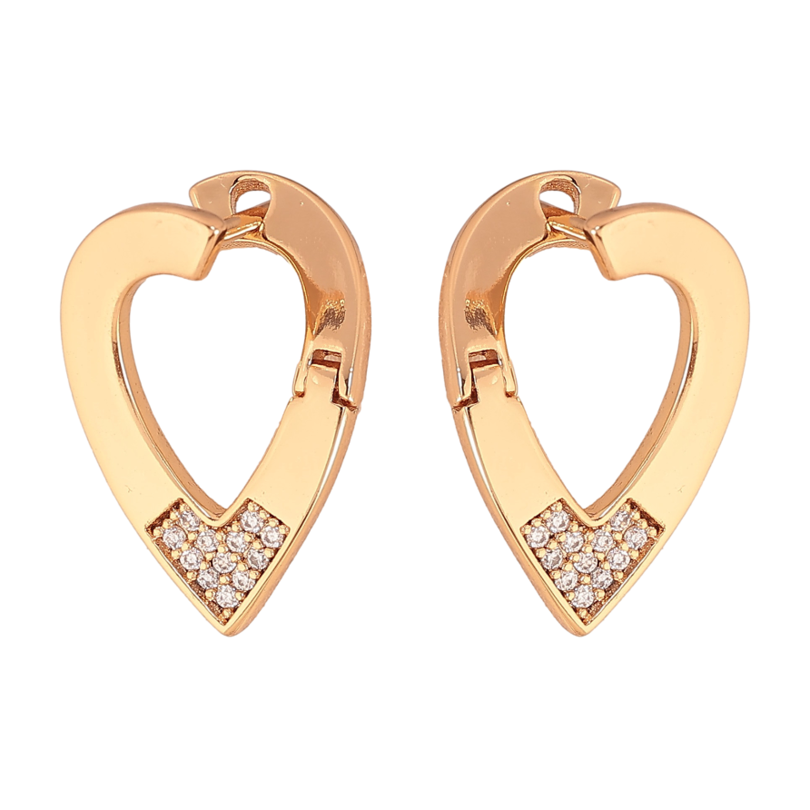 Серьги Xuping цвет Позолота 18К английский замок "Узор с кристаллами" фото №1