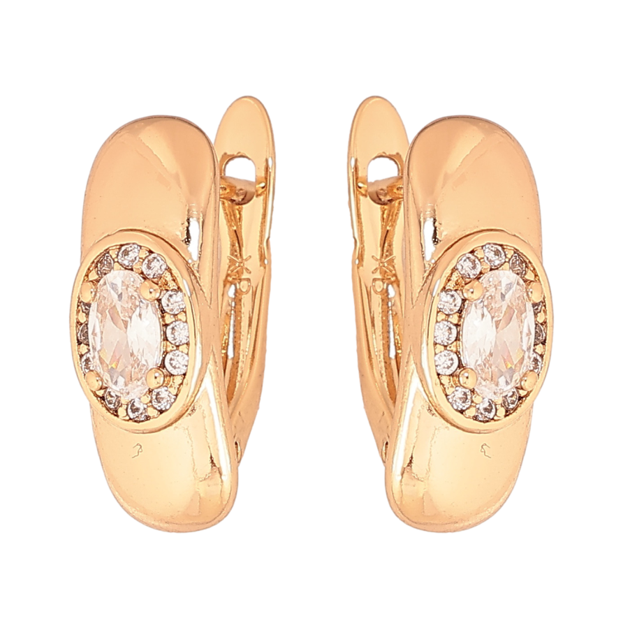 Серьги Xuping цвет Позолота 18K английский замок "Узор с  кристаллами" фото №1